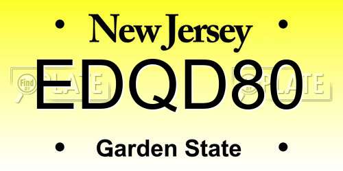 EDQD80 New Jersey License Plate