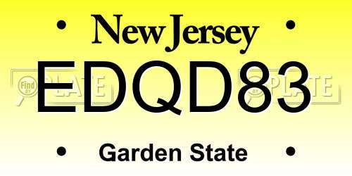 EDQD83 New Jersey License Plate