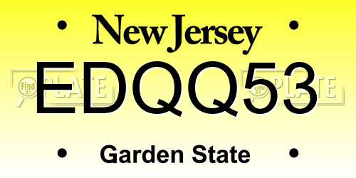 EDQQ53 New Jersey License Plate