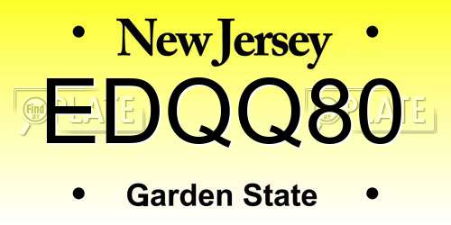 EDQQ80 New Jersey License Plate