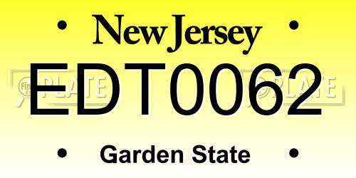 EDT0062 New Jersey License Plate