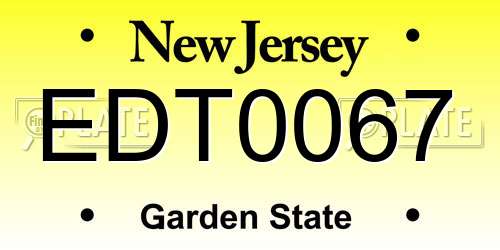 EDT0067 New Jersey License Plate