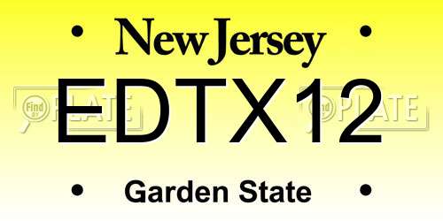 EDTX12 New Jersey License Plate