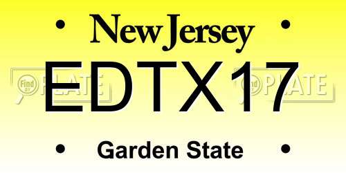 EDTX17 New Jersey License Plate