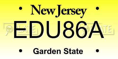EDU86A New Jersey License Plate