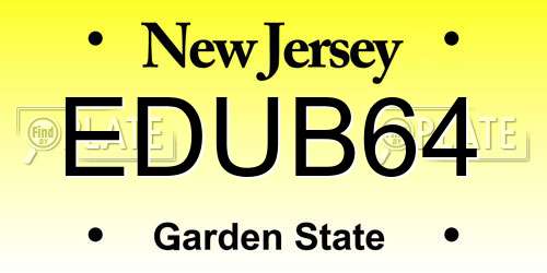 EDUB64 New Jersey License Plate