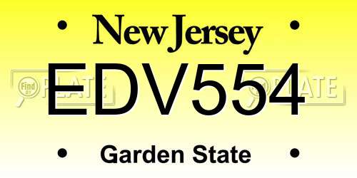 EDV554 New Jersey License Plate
