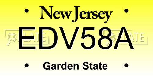 EDV58A New Jersey License Plate