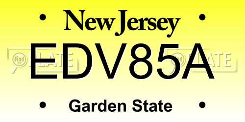 EDV85A New Jersey License Plate