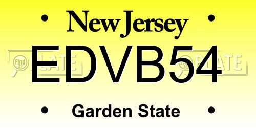 EDVB54 New Jersey License Plate