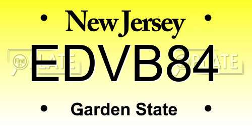 EDVB84 New Jersey License Plate