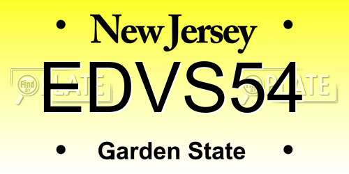 EDVS54 New Jersey License Plate