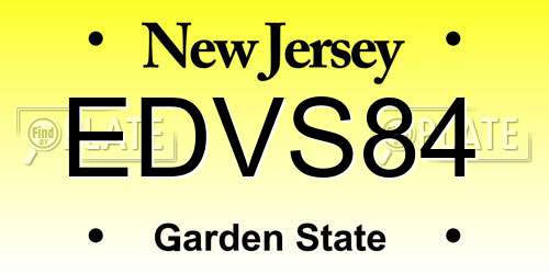 EDVS84 New Jersey License Plate
