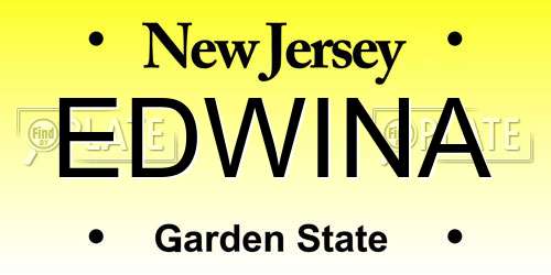 EDWINA New Jersey License Plate
