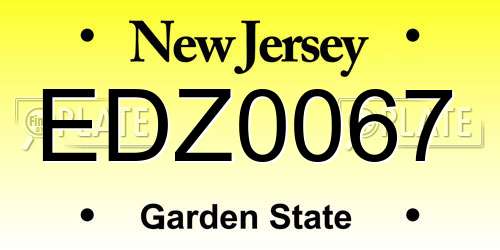 EDZ0067 New Jersey License Plate