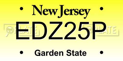 EDZ25P New Jersey License Plate