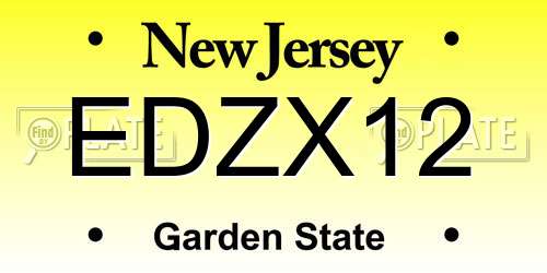 EDZX12 New Jersey License Plate