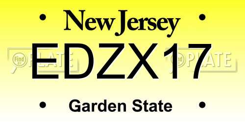EDZX17 New Jersey License Plate