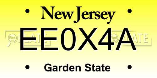 EE0X4A New Jersey License Plate