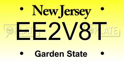 EE2V8T New Jersey License Plate