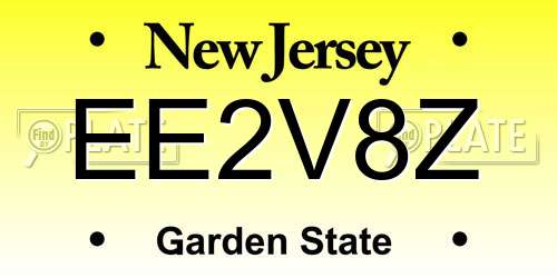EE2V8Z New Jersey License Plate