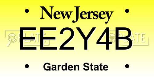 EE2Y4B New Jersey License Plate