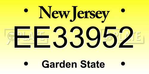 EE33952 New Jersey License Plate