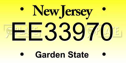 EE33970 New Jersey License Plate