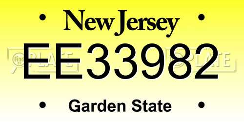 EE33982 New Jersey License Plate