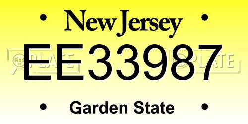 EE33987 New Jersey License Plate