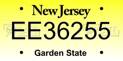 EE36255 New Jersey License Plate