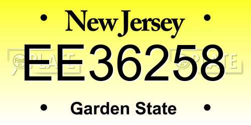 EE36258 New Jersey License Plate