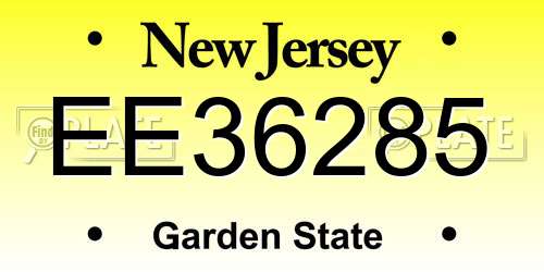 EE36285 New Jersey License Plate