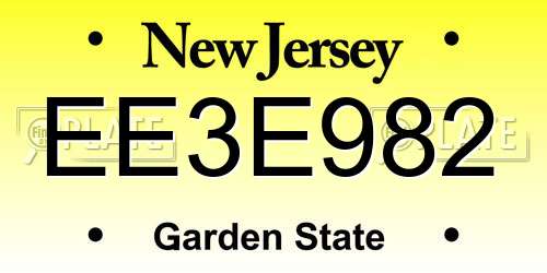 EE3E982 New Jersey License Plate