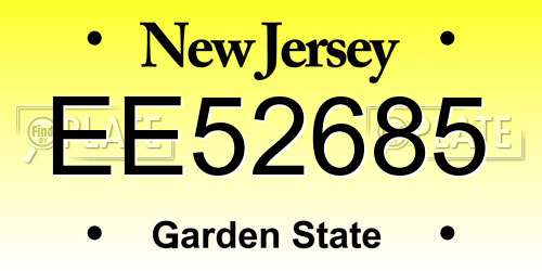 EE52685 New Jersey License Plate