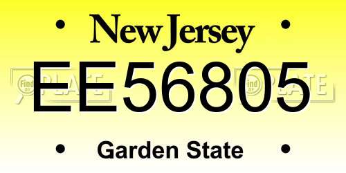 EE56805 New Jersey License Plate