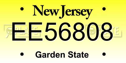 EE56808 New Jersey License Plate