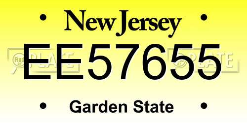 EE57655 New Jersey License Plate