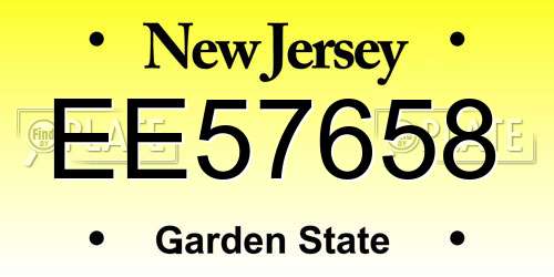 EE57658 New Jersey License Plate