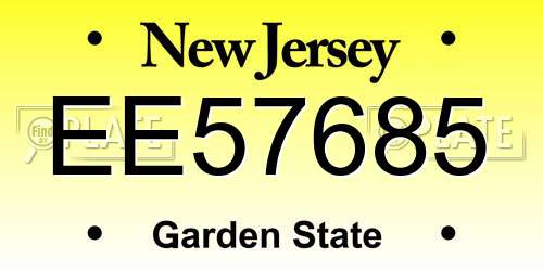EE57685 New Jersey License Plate
