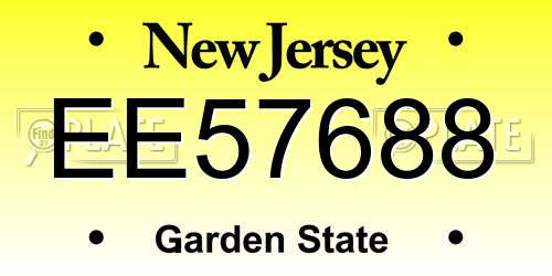 EE57688 New Jersey License Plate