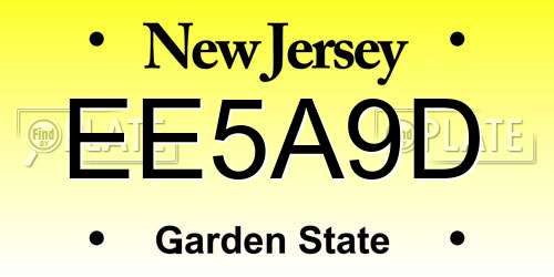 EE5A9D New Jersey License Plate