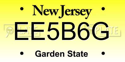 EE5B6G New Jersey License Plate