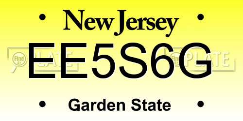 EE5S6G New Jersey License Plate