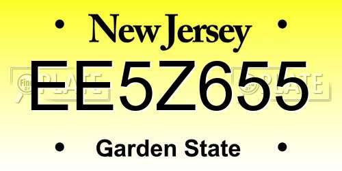 EE5Z655 New Jersey License Plate