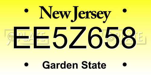 EE5Z658 New Jersey License Plate