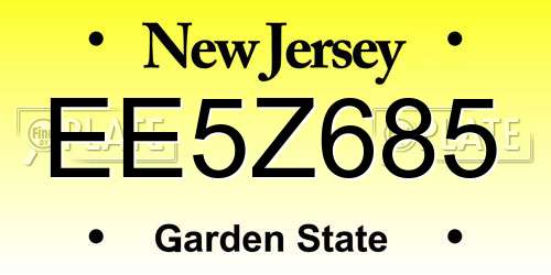 EE5Z685 New Jersey License Plate