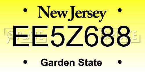 EE5Z688 New Jersey License Plate