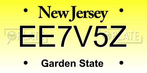 EE7V5Z New Jersey License Plate