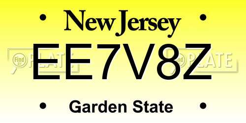 EE7V8Z New Jersey License Plate
